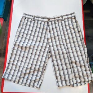 Dickies casual cargo short pants white grey checkered men's size 40